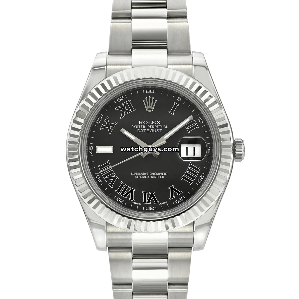 Rolex Datejust 116334 Black Roman Stainless Steel Oyster