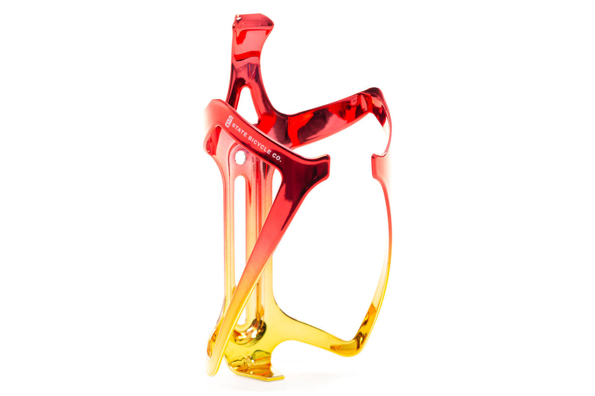 State Bicycle Co. - Metallic Series Bottle Cage - "Mr. Stark" (Red / Gold)