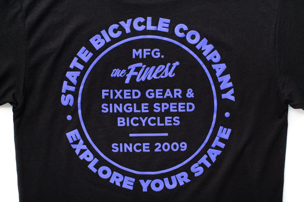 State Bicycle Co. - "Manufacturing The Finest" - Premium T-Shirt (Black / Purple)