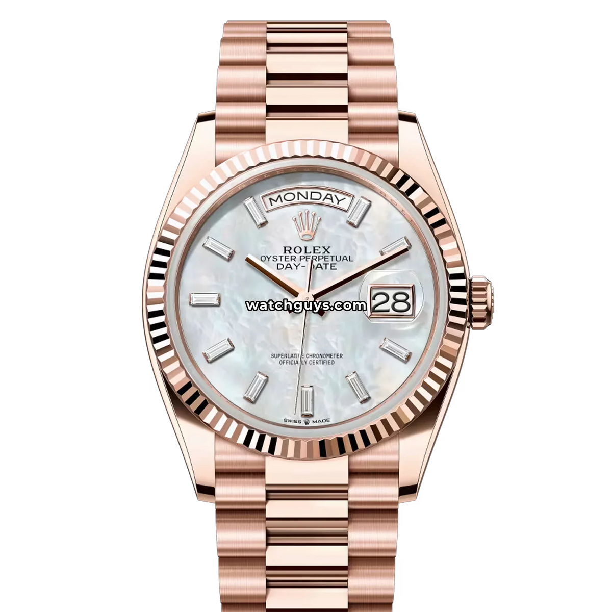 Rolex Day-Date 128235 Mother of Pearl Diamond Baguette