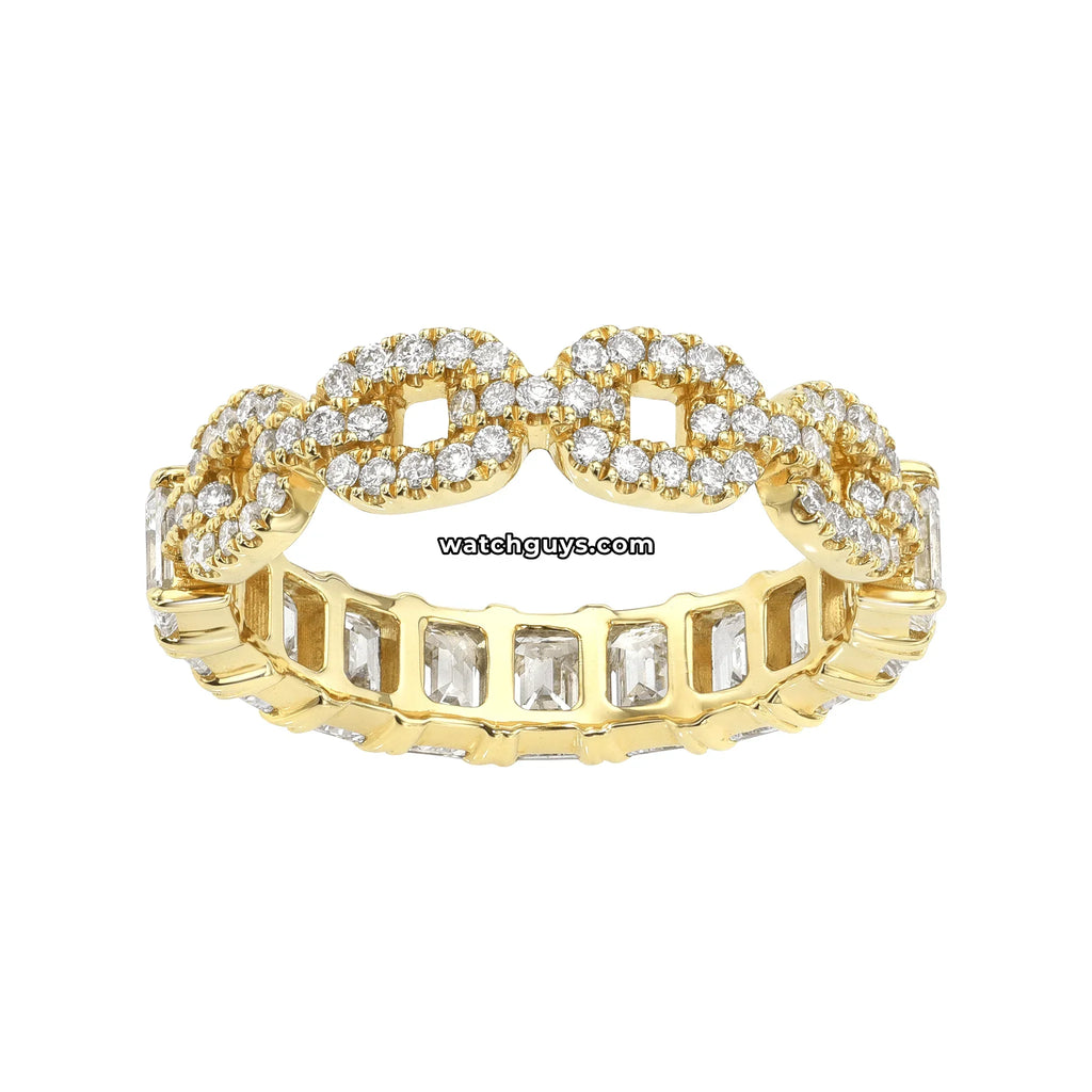 Emerald Diamond Eternity Band 2.73 Carat TW 18k Yellow Gold