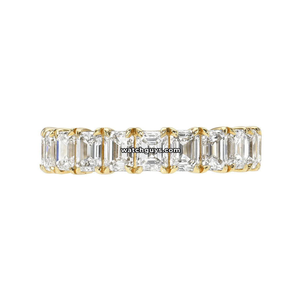 Emerald Diamond Eternity Band 2.73 Carat TW 18k Yellow Gold