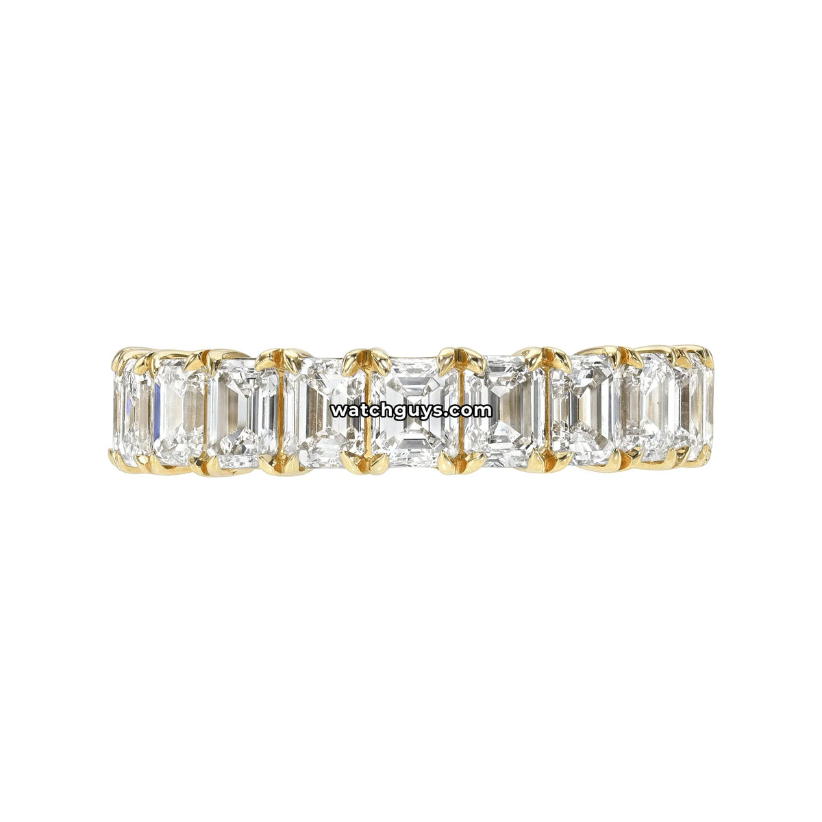 Emerald Diamond Eternity Band 2.73 Carat TW 18k Yellow Gold