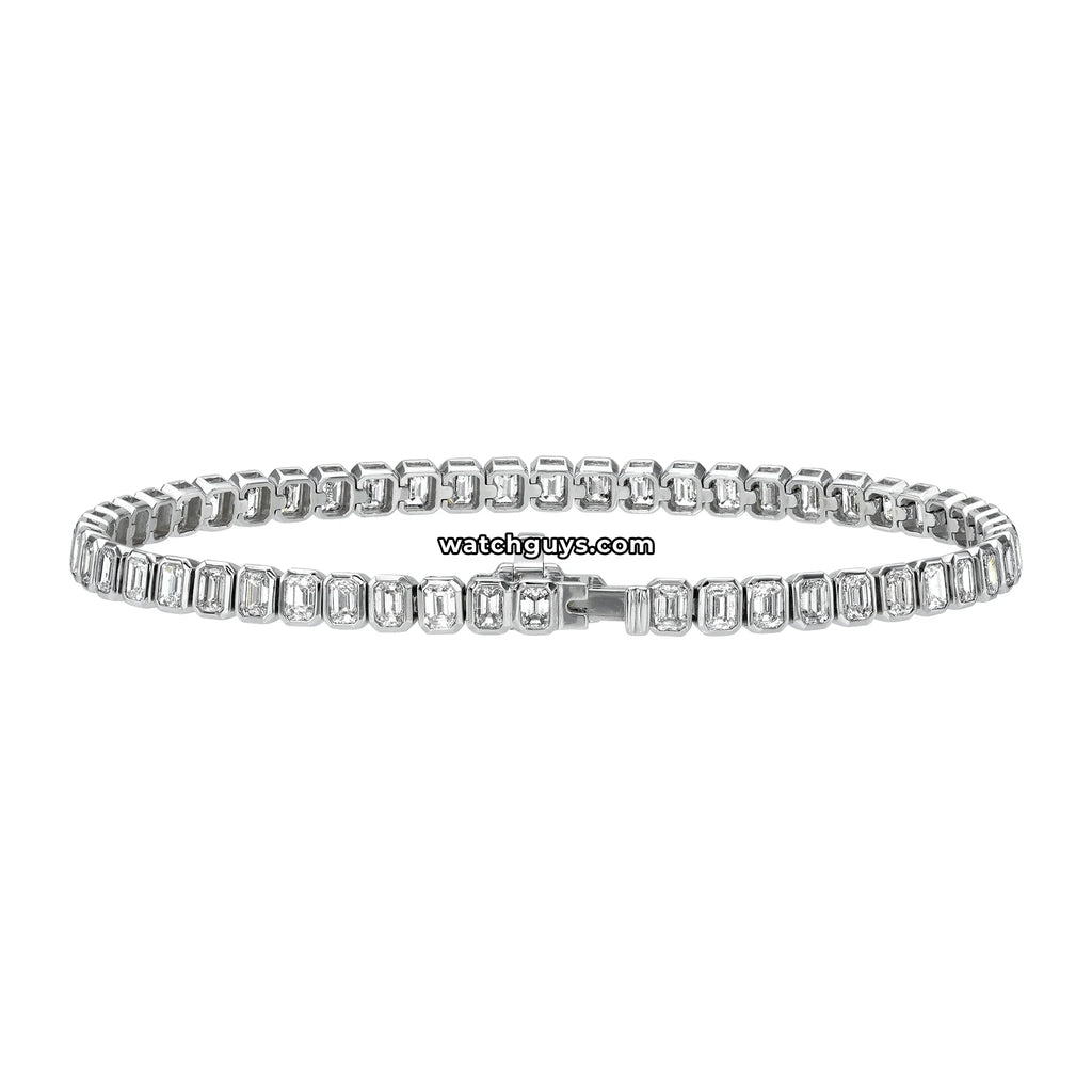 Emerald Diamond Tennis Bracelet 7.90 Carat TW 18k White Gold