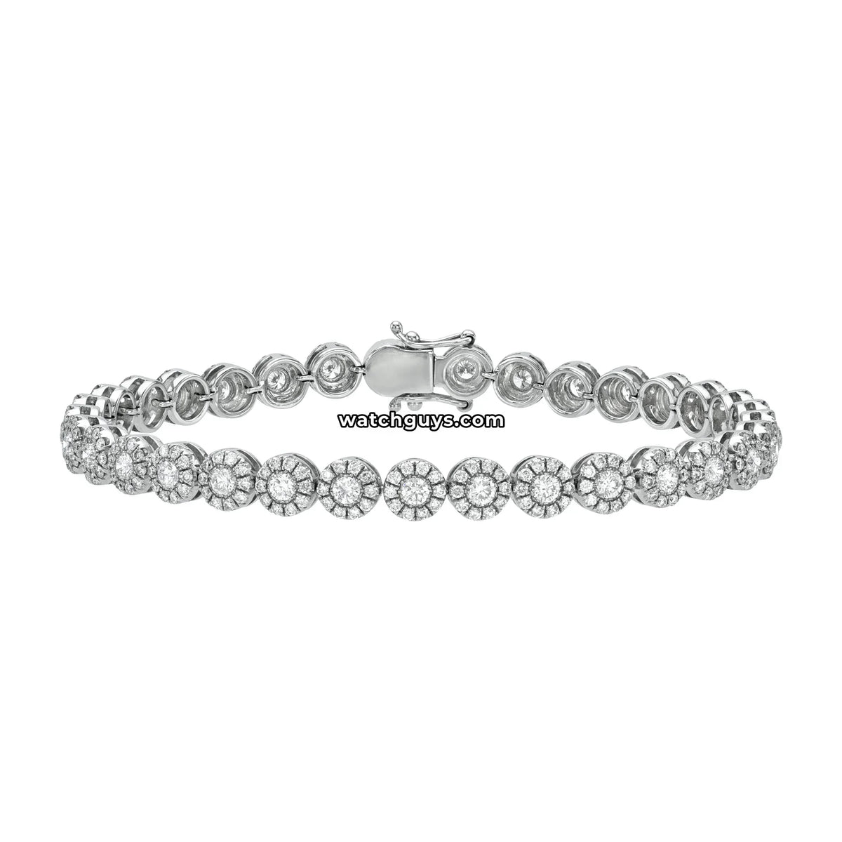 Halo Diamond Tennis Bracelet 5.00 Carat TW 18k White Gold