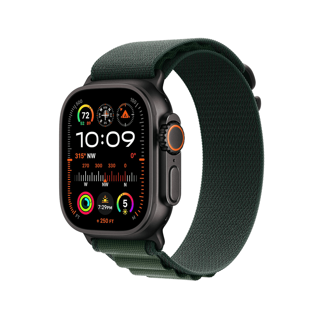 Apple Watch Ultra 2 49mm GPS + Cellular - Black Titanium w/ Small Dark Green Alpine Loop, Grade A