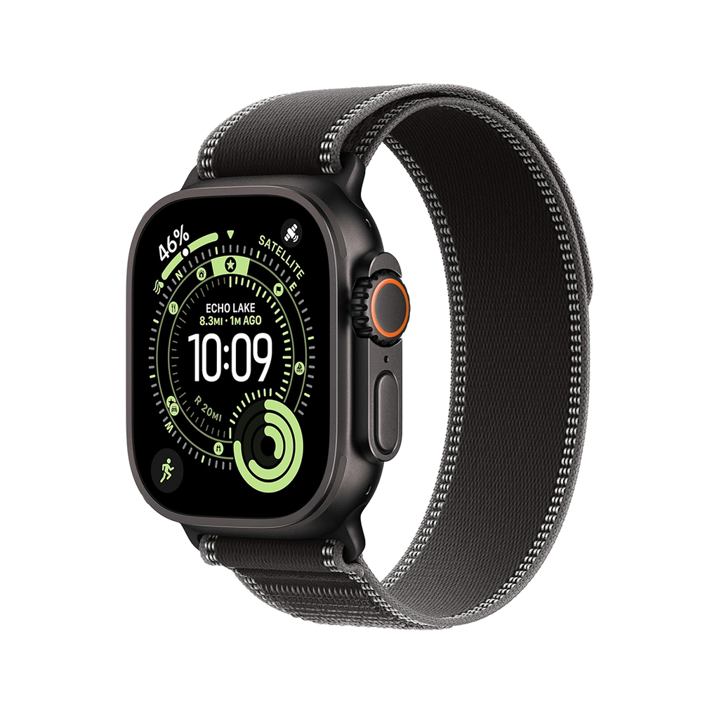 Apple Watch Ultra 3 49mm GPS + Cellular - Black Titanium w/ S/M Black Charcoal Trail Loop, Grade B