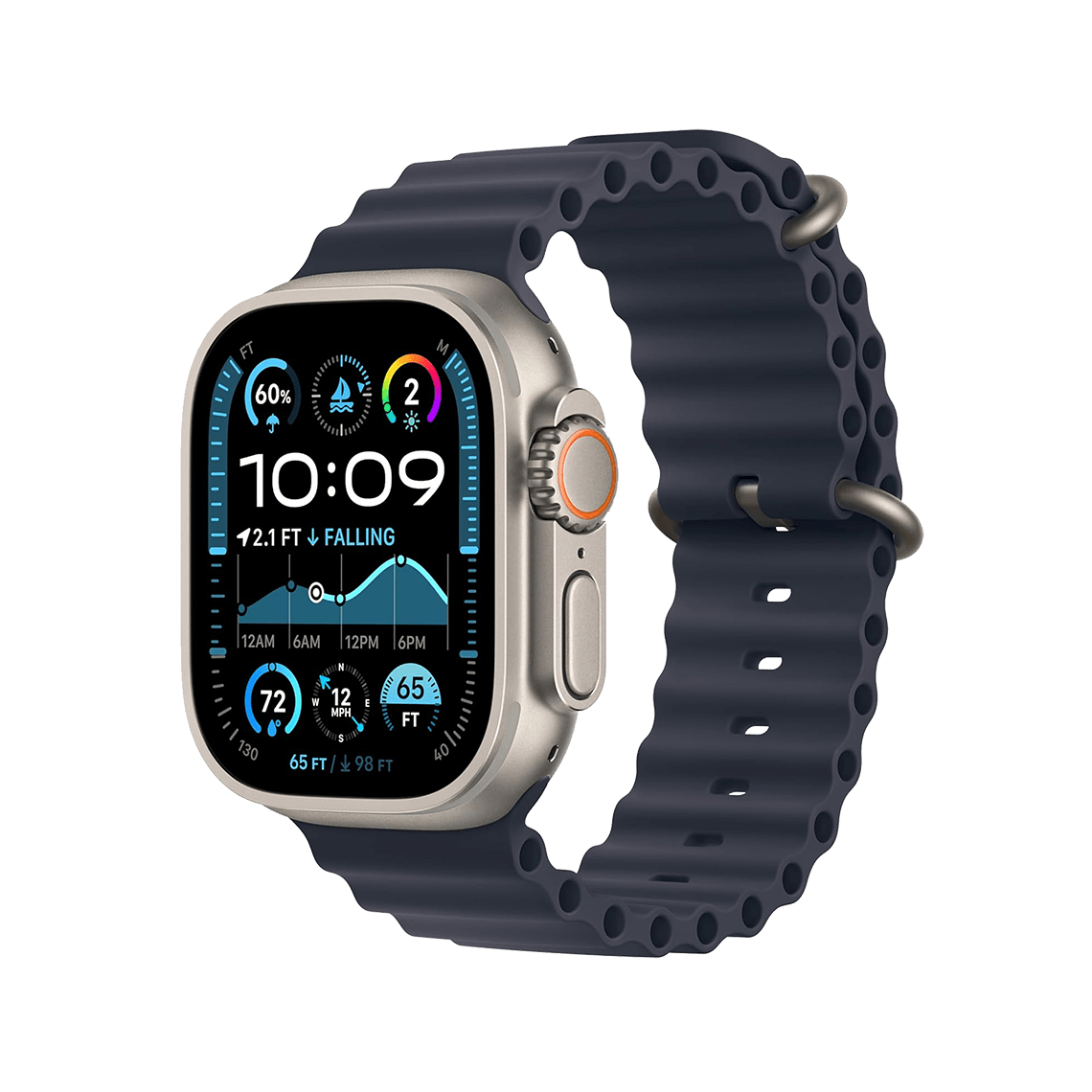 Apple Watch Ultra 2 49mm GPS + Cellular - Natural Titanium w/ Navy Ocean Band, Grade A