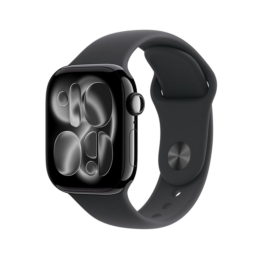 Apple Watch Series 11 46mm GPS - Jet Black w/ M/L Black Sport Band, Grade B