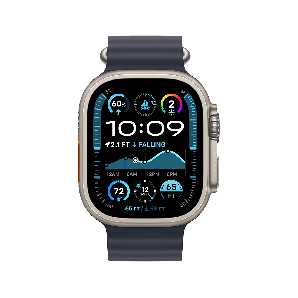 Apple Watch Ultra 2 49mm GPS + Cellular - Natural Titanium w/ Navy Ocean Band, Grade B