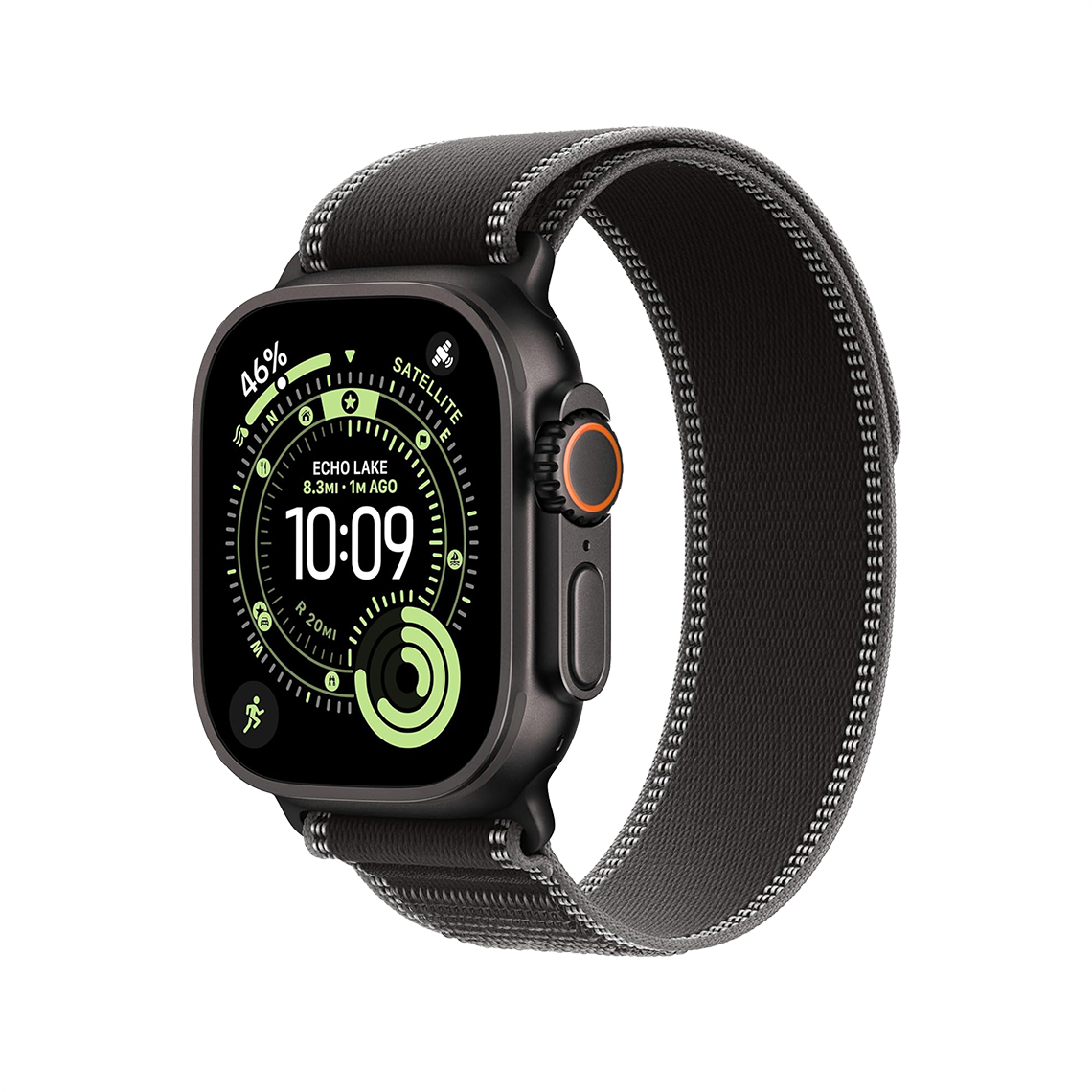 Apple Watch Ultra 3 49mm GPS + Cellular - Black Titanium w/ S/M Black Charcoal Trail Loop, Open Box
