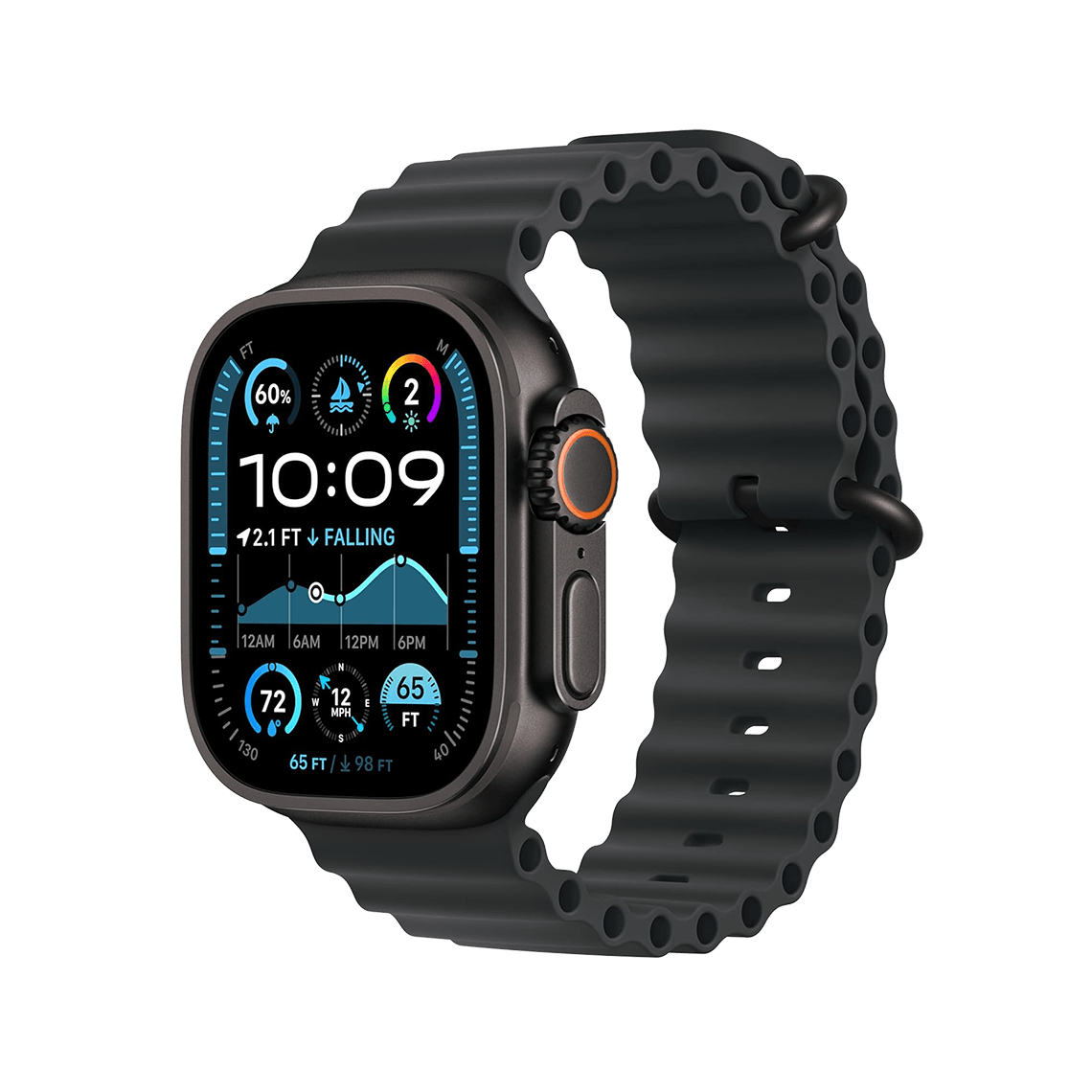 Apple Watch Ultra 2 49mm GPS + Cellular - Black Titanium w/ Black Ocean Band, Open Box