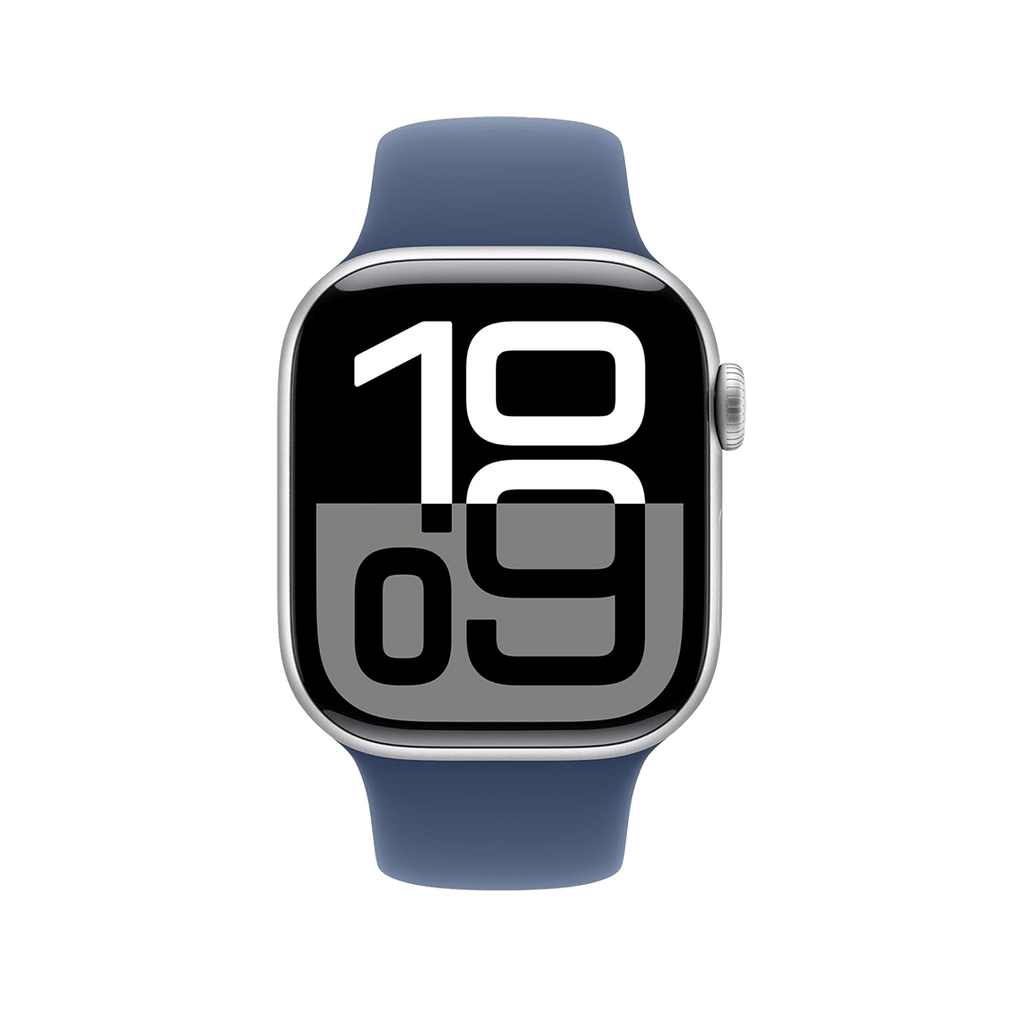 Apple Watch Series 10 46mm GPS + Cellular - Silver w/ M/L Denim Sport Band, Grade B