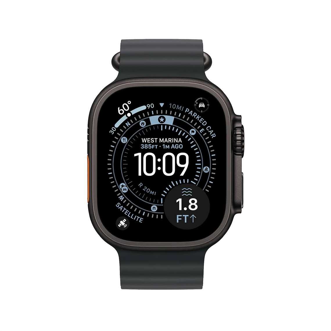 Apple Watch Ultra 3 49mm GPS + Cellular - Black Titanium w/ Black Ocean Band, Grade B