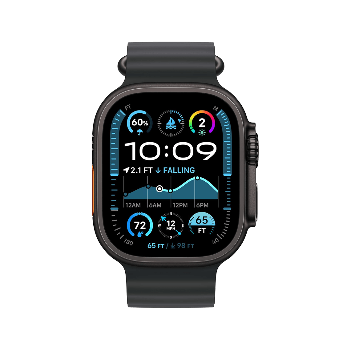 Apple Watch Ultra 2 49mm GPS + Cellular - Black Titanium w/ Black Ocean Band, Grade B