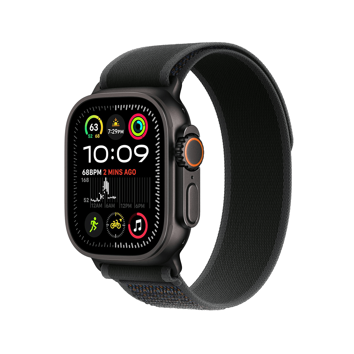 Apple Watch Ultra 2 49mm GPS + Cellular - Black Titanium w/ S/M Black Trail Loop, Grade A