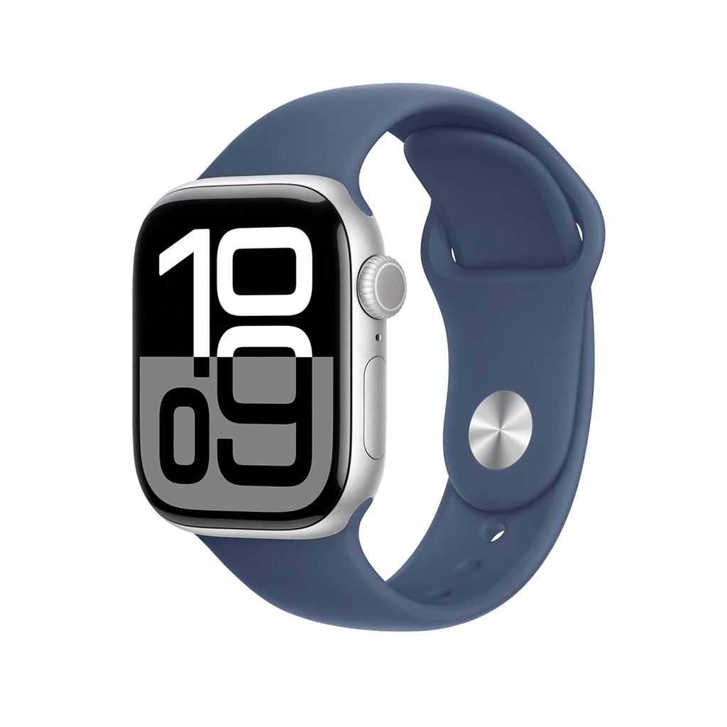 Apple Watch Series 10 46mm GPS - Silver w/ M/L Denim Sport Band, Grade A