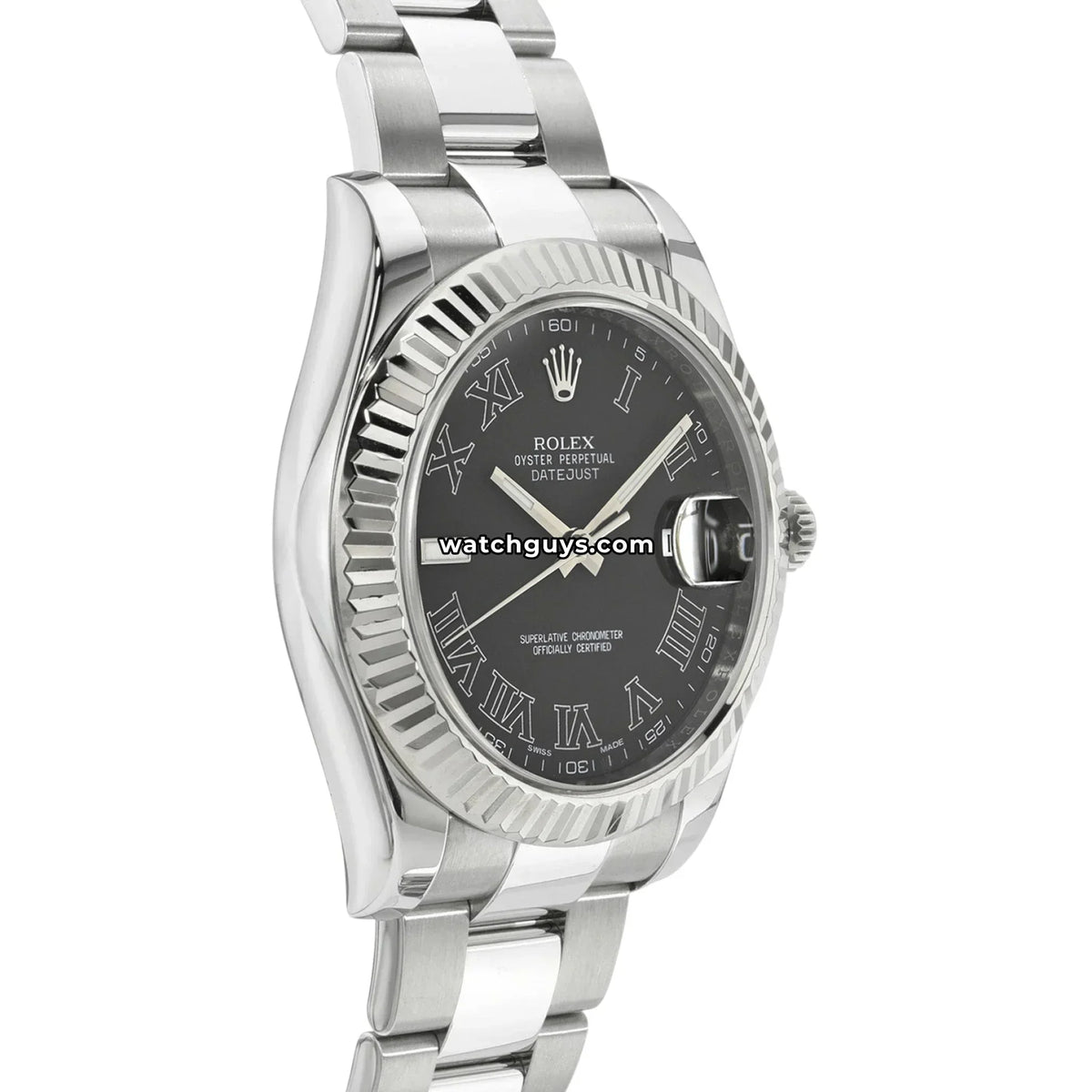Rolex Datejust 116334 Black Roman Stainless Steel Oyster