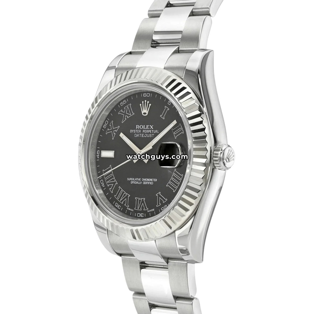 Rolex Datejust 116334 Black Roman Stainless Steel Oyster