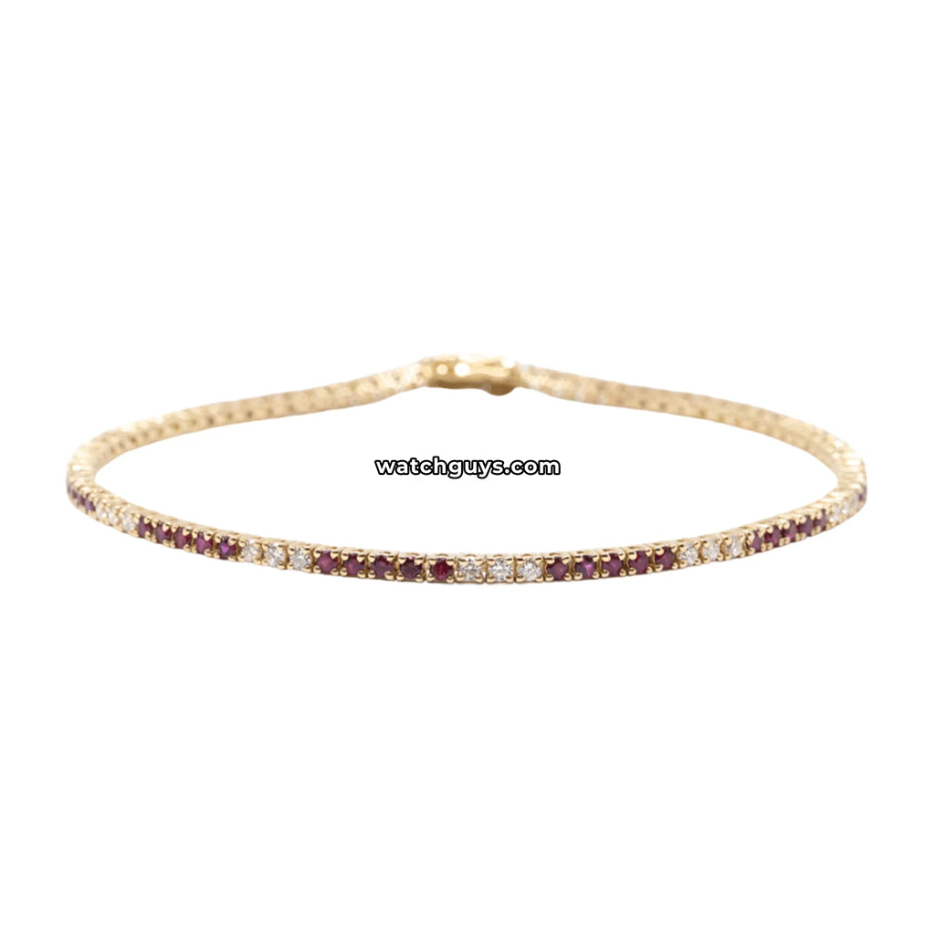 Ruby and Diamond Tennis Bracelet 1.65 Carat TW 14k Yellow Gold