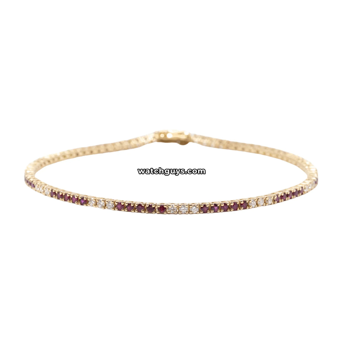 Ruby and Diamond Tennis Bracelet 1.65 Carat TW 14k Yellow Gold