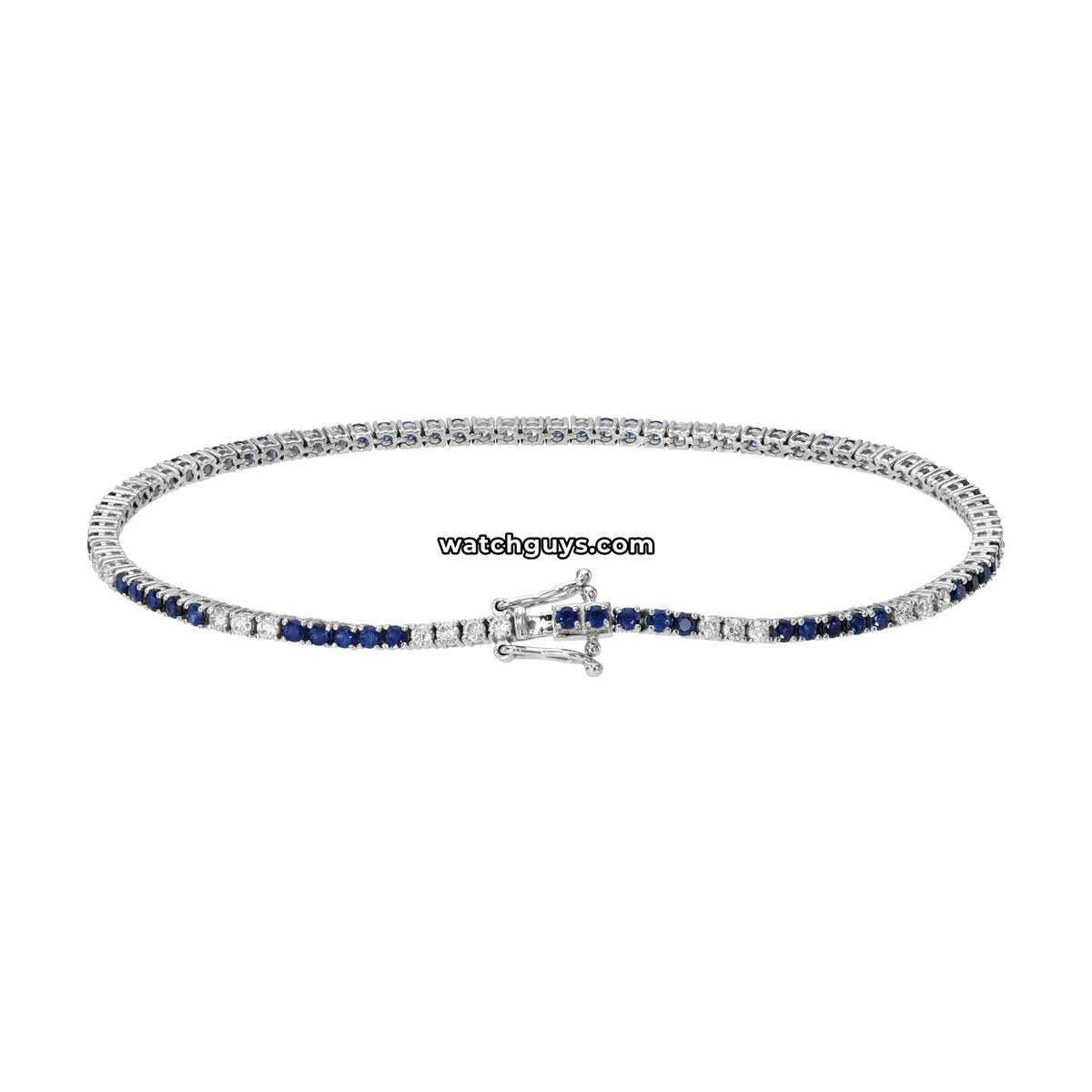 Sapphire and Diamond Tennis Bracelet 2.25 Carat TW 14k White Gold