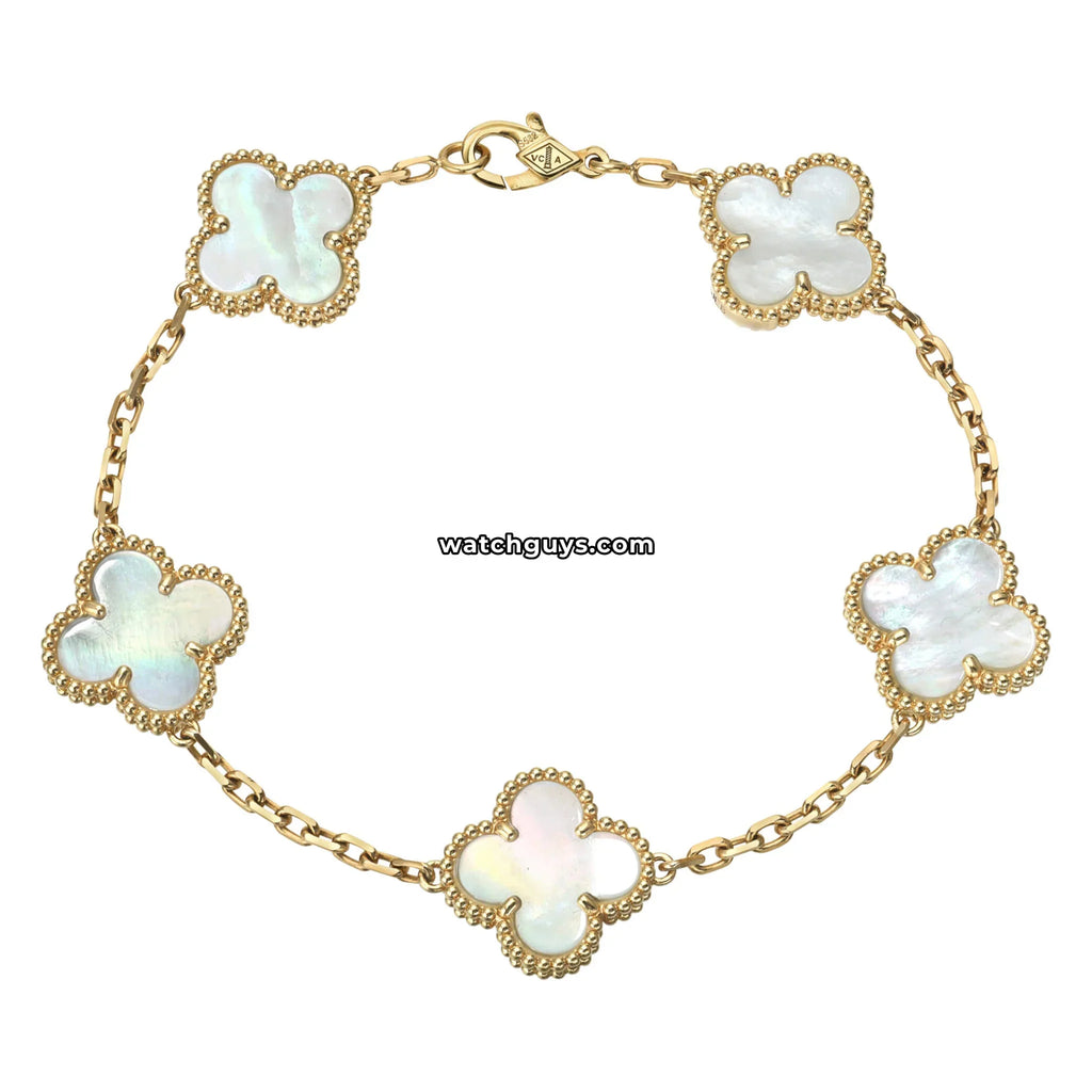 Van Cleef & Arpels Vintage Alhambra Bracelet 5 Motifs Mother of Pearl