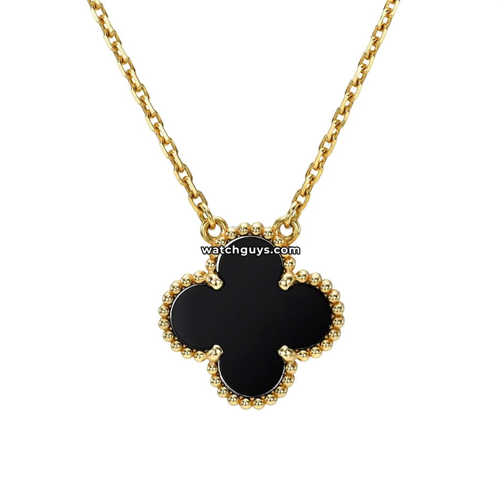 Van Cleef & Arpels Vintage Alhambra Pendant Necklace Onyx
